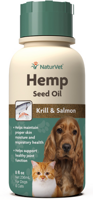 NaturVet Hemp Krill and Salmon Oil 8 oz.