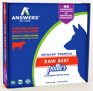 Answers Detailed Frozen Raw Beef Patties Dog Food 4 lb.