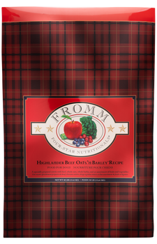 A Scottish-inspired entrÃ©e specially prepared with beef, whole oats, whole barley, and an assortment of fruits and vegetables.  Dry dog food.