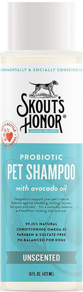 Skouts Honor Probiotic Pet Shampoo Unscented 16 oz.