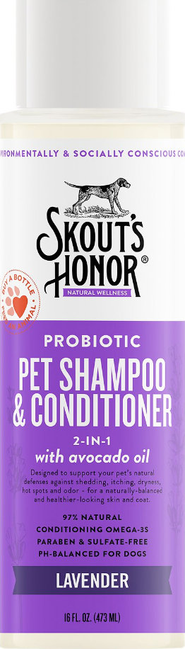 Skouts Honor Probiotic Pet Shampoo/Conditioner - Lavender 16 oz.