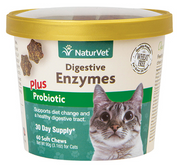 NaturVet Digestive Enzymes Probiotic for Cats Soft Chew 60 ct.