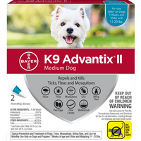 K9 Advantix II Teal Medium Dog 2 Pack