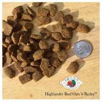 A Scottish-inspired entrÃ©e specially prepared with beef, whole oats, whole barley, and an assortment of fruits and vegetables.  Dry dog food.
